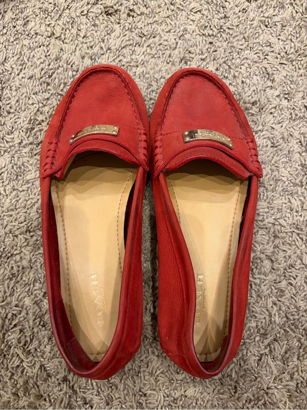 Coach Fredrica red nubuck suede driving loafers for Women - Picture 7 of 9